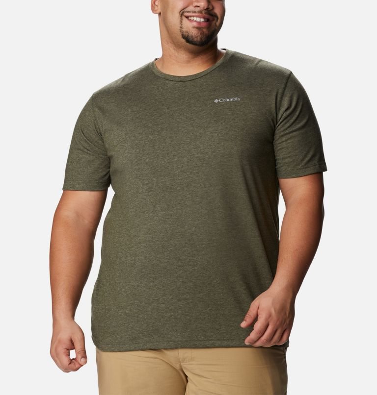 Men's Columbia Thistletown Park Crew T Shirts Olive | Plus Size CA-W58C3